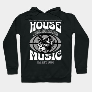 HOUSE MUSIC  - Underground Cat (white/grey) Hoodie